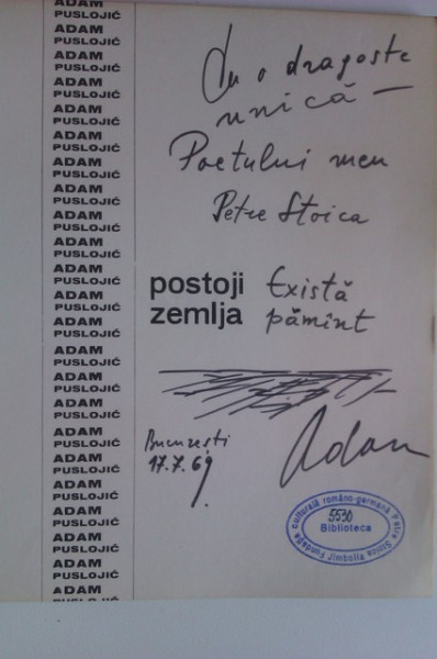 Adam Puslojic - Postoji zemlja (editie in limba sarba, cu autograf)