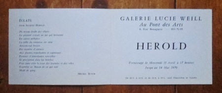 Jacques Herold (carton d`invitation, Galerie Lucie Weill, 15 Avril - 14 Mai 1970) - Img 2