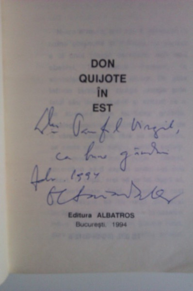 Octavian Paler - Don Quijote in Est (cu autograf)