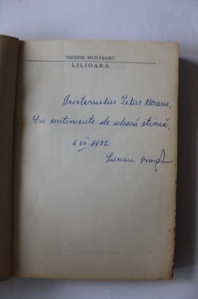 Teodor Murasanu - Lilioara (cu autograful lui Lucian Bogdan)