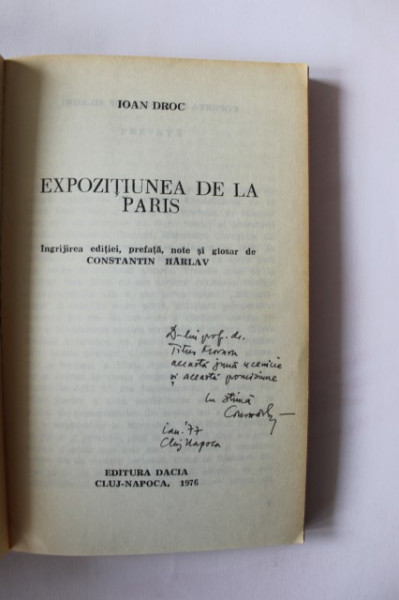 Ioan Droc - Expozitiunea de la Paris (cu autograful lui Constantin Harlav)