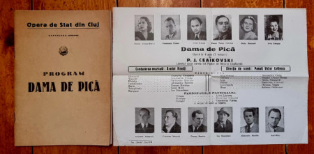 Opera de Stat din Cluj - Program Dama de pica de A. S. Puskin (stagiunea 1948-1949)
