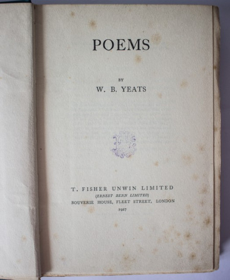W. B. Yeats - Poems (editie hardcover, interbelica, limited edition) - Img 3