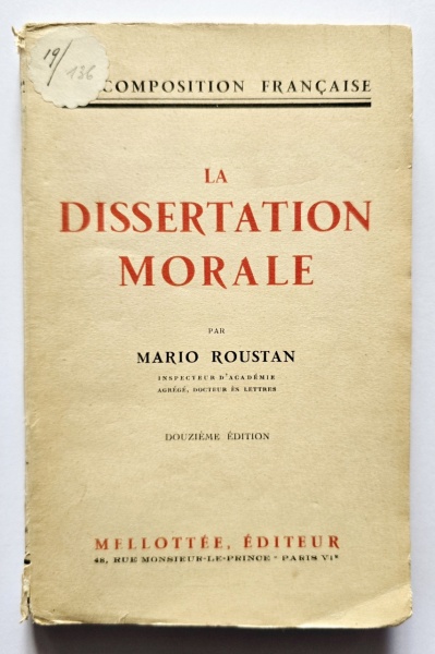 Mario Roustan - La dissertation morale