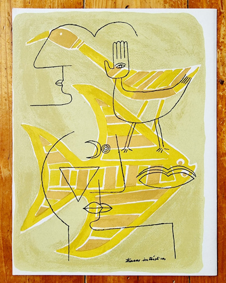 Victor Brauner - Traces interstices, 1963. Lithographie originale en couleurs