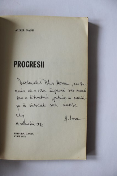 Aurel Sasu - Progresii (debut, cu autograf)