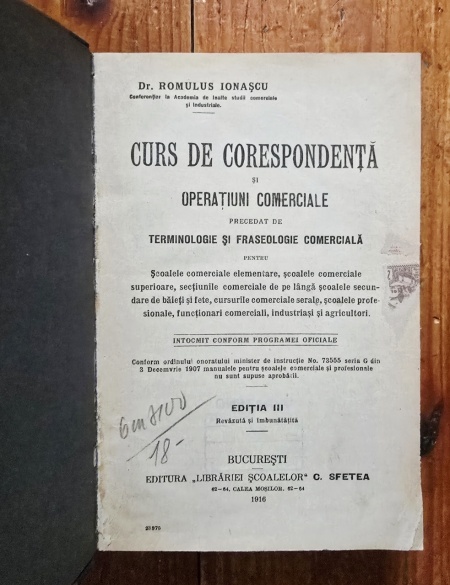 Dr. Romulus Ionascu - Curs de corespondenta si operatiuni comerciale precedat de Terminologie si fraseologie comerciala (editie frumos relegata, hardcover) - Img 3