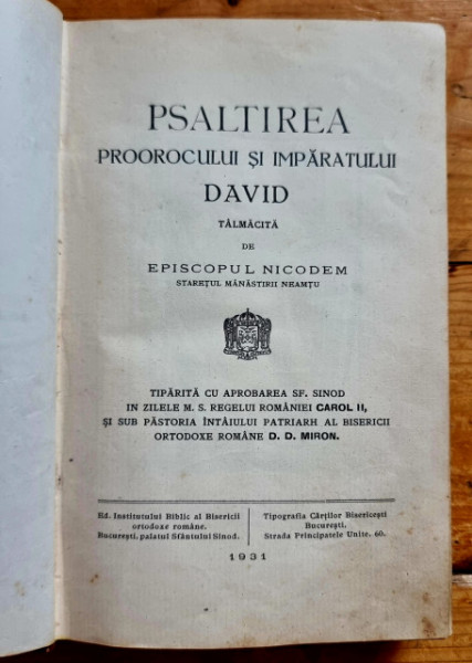 Psaltirea Proorocului si Imparatului David talmacita de Episcopul Nicodem, staretul Manastirii Neamtu (editie hardcover, interbelica, frumos relegata) - Img 3