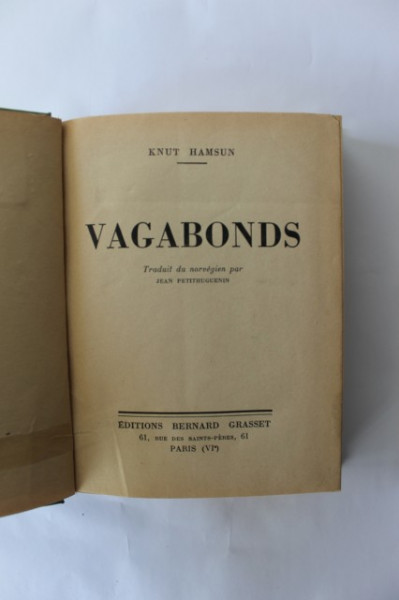 Knut Hamsun - Vagabonds (editie hardcover, interbelica, frumos relegata)