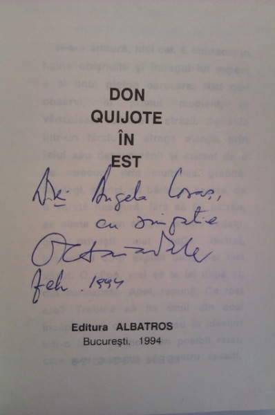 Octavian Paler - Don Quijote in Est (cu autograf)