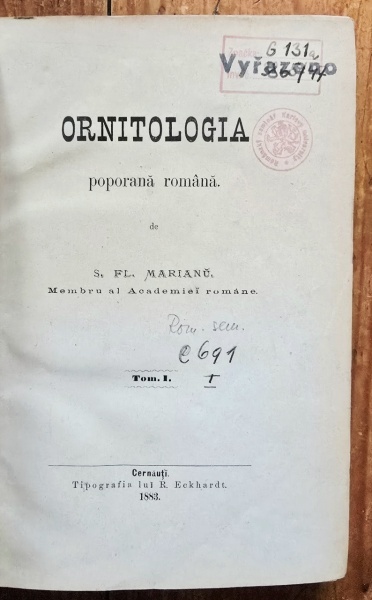 S. Fl. Marianu (Simion Florea Marian) - Ornitologia poporana romana. Tom. I. (editie hardcover, frumos relegata) - Img 3