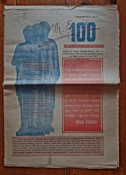 Supliment al ziarului Clopotul, Botosani, 15 iunie 1989 - Mihai Eminescu 100