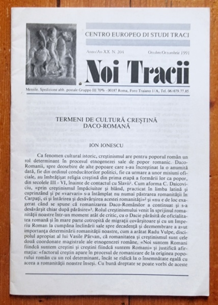 Noi Tracii - Anno/An XX. N. 204 - Ottobre/Octombrie 1991
