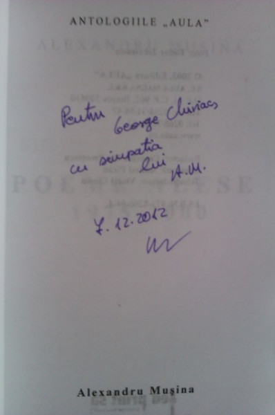 Alexandru Musina - Poeme alese (1975-2000) (cu autograf)