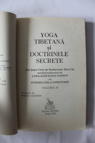 Lama Kasi Dawa Samdup - Yoga tibetana si doctrinele secrete (2 vol.) - Img 2