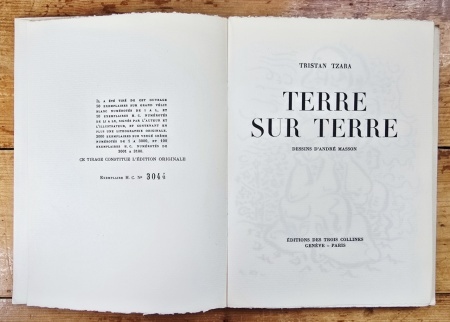 Tristan Tzara - Terre sur terre. Dessins d`Andre Masson (editie princeps, in etui special) - Img 6