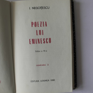 I. Negoitescu - Poezia lui Mihai Eminescu (editie hardcover, bibliofila, exemplarul 2) - Img 2