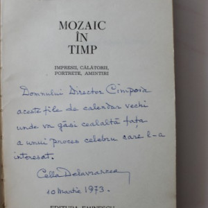 Cella Delavrancea - Mozaic in timp (cu autograf)