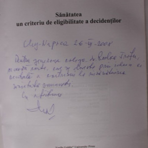 Liviu Moldovanu, Roxana Sirli Moldovanu - Sanatatea, un criteriu de eligibitate a decidentilor (cu autograf) - Img 2