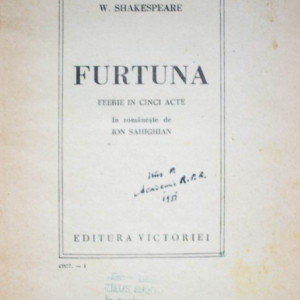 William Shakespeare - Furtuna (feerie in 5 acte) (editie interbelica, hardcover, frumos relegata)