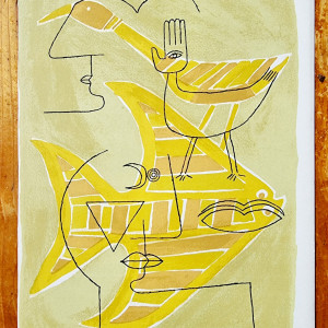 Victor Brauner - Traces interstices, 1963. Lithographie originale en couleurs