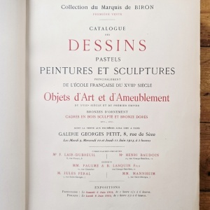 Collection du Marquis de Biron, Premiere vente (9, 10 et 11 juin 1914). Catalogue de dessins, pastels, peintures, et sculptures principalement de l`ecole francaise du XVIIe siecle (editie hardcover, frumos relegata) - Img 5