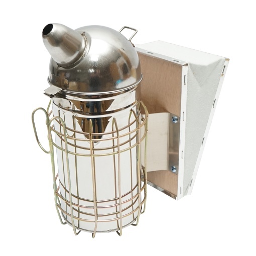 Afumator albine din inox cu cilindru scut termic si burduf din piele 250mm - Img 2