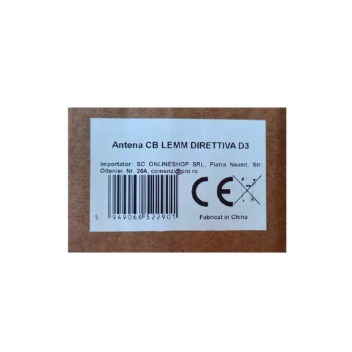 Antena CB de baza LEMM DIRETTIVA D3, 3 elementi, 26-30 MHz, 1200W, castig 9dB, lungime 270 cm, rezistenta la vant 150km/h, fabricata in Italia - Img 4