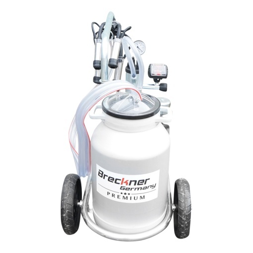 Aparat de muls vaci cu grup colector 160cc, sasiu galvanizat, bidon aluminiu 30L, 1 post, pahar inox Breckner Germany - Img 3