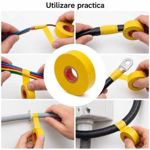 Banda izolatoare galbena vinil 19mm x 20m Premium Super Power 33+ HighPower - Img 4