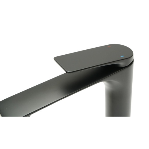 Baterie lavoar baie inalta Premium din cupru, pipa lunga, design rotund, monocomanda, negru mat, furtunuri incluse - Img 9