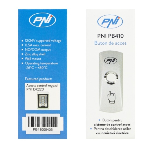 Buton de acces PNI PB410, contact iesire NO/COM, max. 12V/24V 0.5A, aliaj de zinc - Img 6
