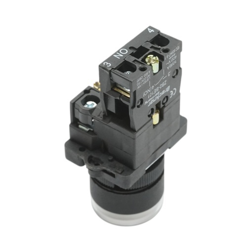 Buton indicator LED alb cu rezistenta integrata 1NO, 220V, LAY5 Breckner Germany - Img 4