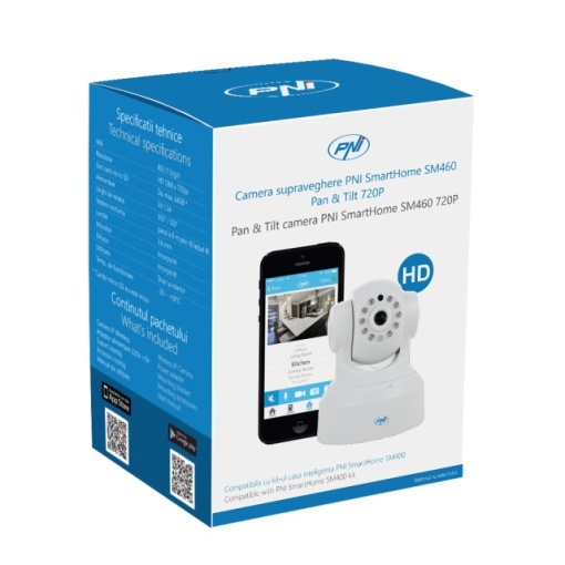Camera supraveghere PNI SmartHome SM460 pan &amp; tilt 720p controlabila prin internet, inregistreaza foto-video pe telefon - Img 5