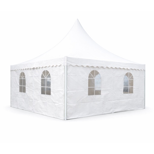 Cort evenimente pavilion tip pagoda 5x5m, alb impermeabil UV, acoperis PVC 750g/m2, cadru otel-aluminiu 48x48x2.5mm - Img 2
