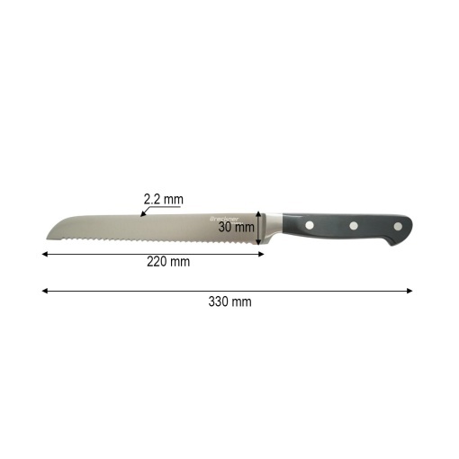 Cutit paine profesional 22cm, lama otel 5Cr15MoV, maner ABS negru Breckner Germany - Img 4
