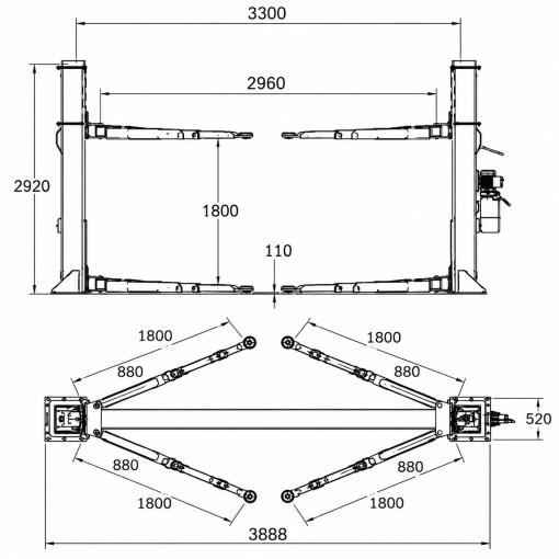 Elevator auto cu 2 coloane 220V, 2.2kW, capacitate ridicare 5000kg, deblocare mecanica, inaltime ridicare 1800mm - Img 3