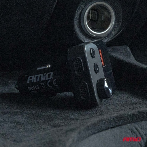 Incarcator - Modulator FM - Bluetooth 1×USB-A 1×USB-C 12V 24V Amio - Img 4