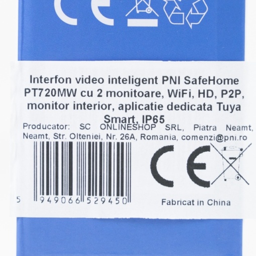 Interfon video inteligent PNI SafeHome PT720MW cu 2 monitoare, WiFi, HD, P2P, monitor interior, aplicatie dedicata Tuya Smart, IP65 - Img 7