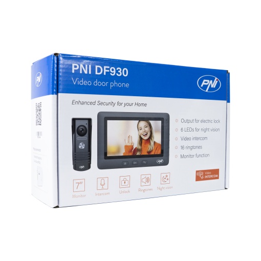 Interfon video PNI DF930 cu 1 monitor, ecran LCD 7 inch, 800x480, iesire yala electromagnetica, negru - Img 10