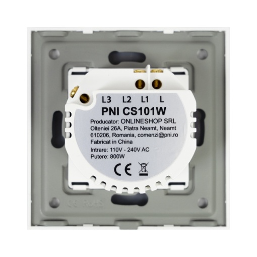 Intrerupator cap scara si cap cruce simplu cu touch PNI CS101W din sticla, alb cu LED indicator, 800W - Img 4