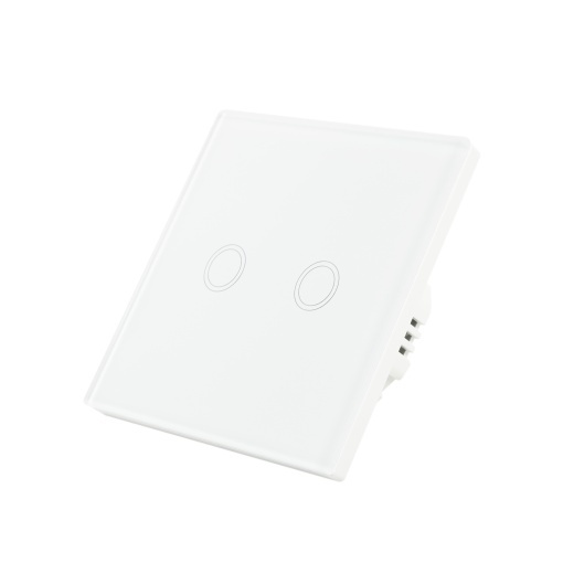 Intrerupator dublu cu touch PNI SH202 din sticla, alb cu LED indicator - Img 2