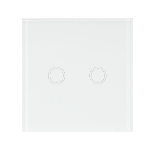 Intrerupator dublu cu touch PNI SH202 din sticla, alb cu LED indicator