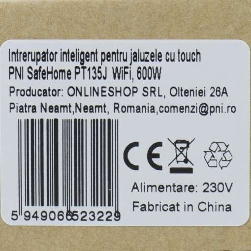 Intrerupator inteligent pentru jaluzele cu touch PNI SafeHome PT135J WiFi, 600W, comanda prin internet, aplicatie de mobil Tuya Smart, integrare in scenarii si automatizari smart cu alte produse compa - Img 6