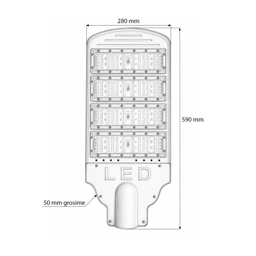Lampa iluminat stradal LED 200W, 100-265V, 6500K, 26000lm cu prindere pe stalp 590x280x50mm IP66 Breckner Germany - Img 4
