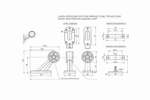 Lampa LED marcaj lateral cu suport STANGA - Img 4