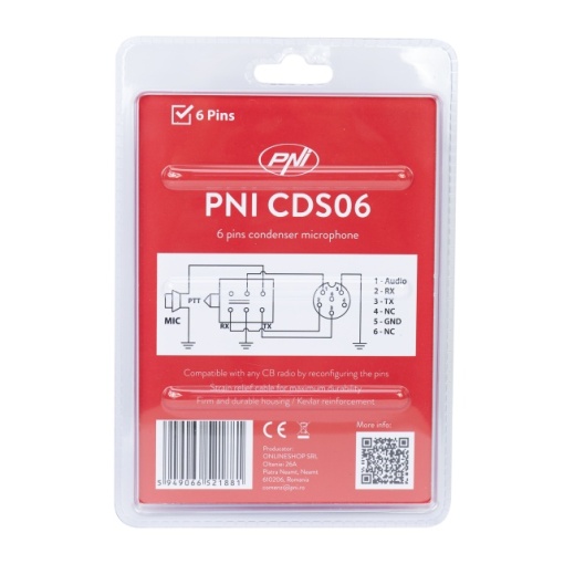 Microfon PNI CDS06 tip condenser cu 6 pini pentru statie radio CB, compatibil cu statii CB President, Midland, Albrecht - Img 8
