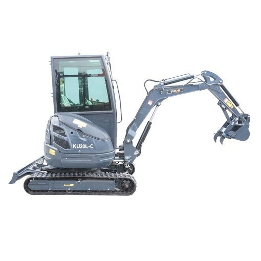 Mini excavator 2T cu cabina, motor diesel 25CP (18.4KW), adancime sapare 2120mm, capacitate ridicare 350Kg, 2 cupe incluse 400/770mm THOR - Img 4