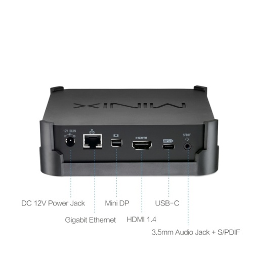 Mini PC cu Windows 10 Pro (64-bit) MINIX NEO J50C-4, Intel Pentium Silver, 64GB stocare, 4 GB RAM DDR4 (upgradabil la 16GB), Dual-Band Wi-Fi, Gigabit Ethernet, 4K @ 60Hz, USB-C, Auto Power On, Vesa Mo - Img 4