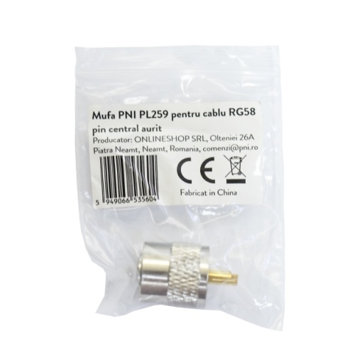 Mufa PNI PL259 short pentru cablu RG58 cu pin central aurit 6 mm - Img 4